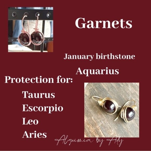 Garnet confetti gold chandelier dangle earrings/ protection stone for Scorpio - Picture 5 of 5